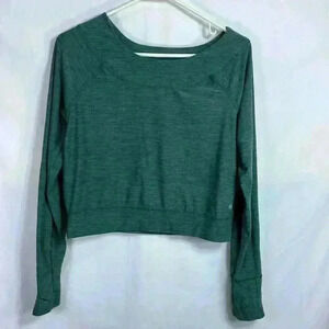 Layer 8 Cropped Small Green Athletic Shirt w/ Long Sleeves & Thumb Hole.